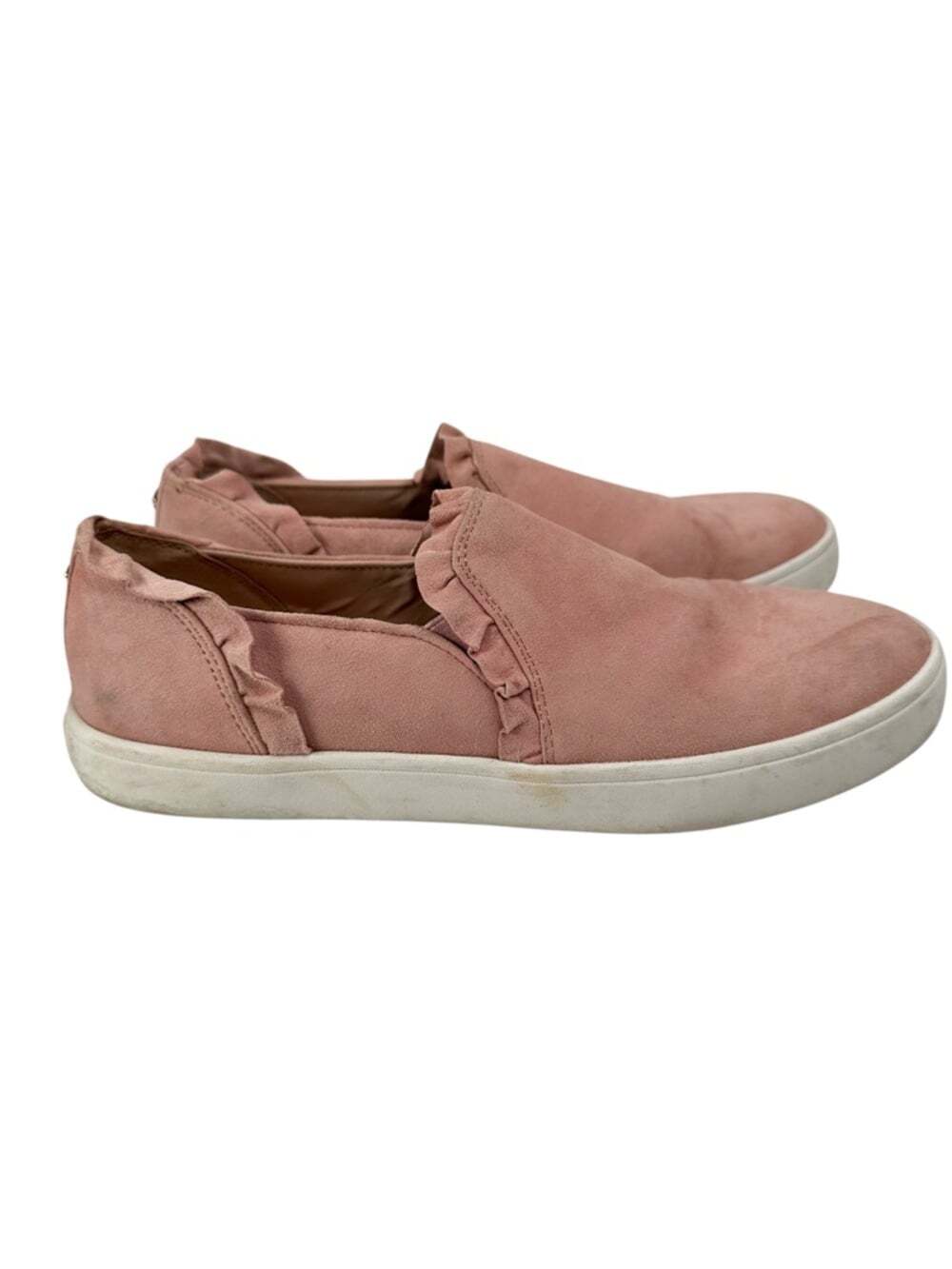 Kate Spade Lilly Slip On Sneakers Dusty Pink Suede Ruffle Womens Size 7.5